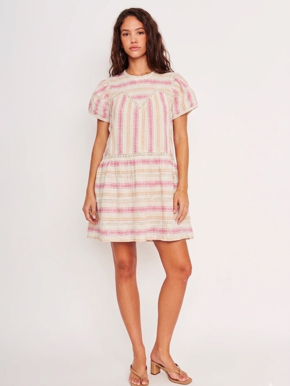 DRA Los Angeles Anthropologie Boho Cottagecore Mini Dress Size Medium Cotton
